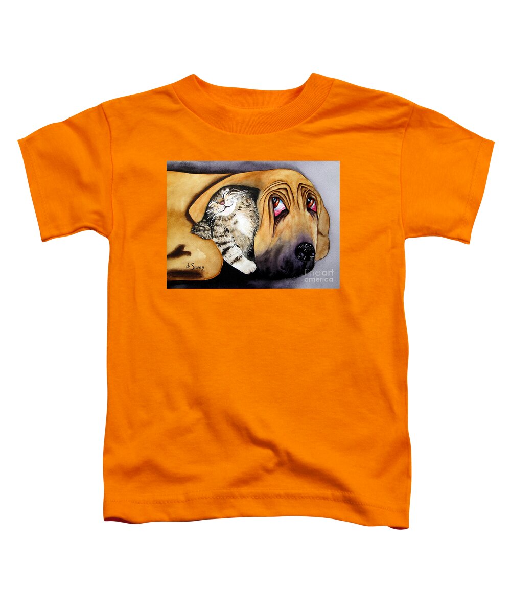 Animals Toddler T-Shirt featuring the painting Snuggles by Diane DeSavoy
