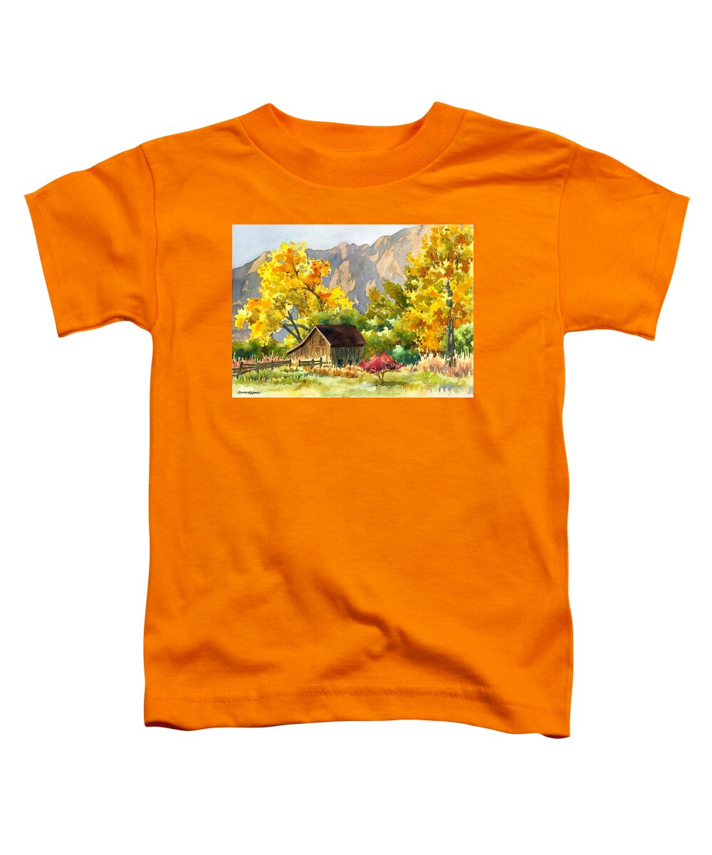 Barn Painting Toddler T-Shirt featuring the painting South Boulder Barn by Anne Gifford