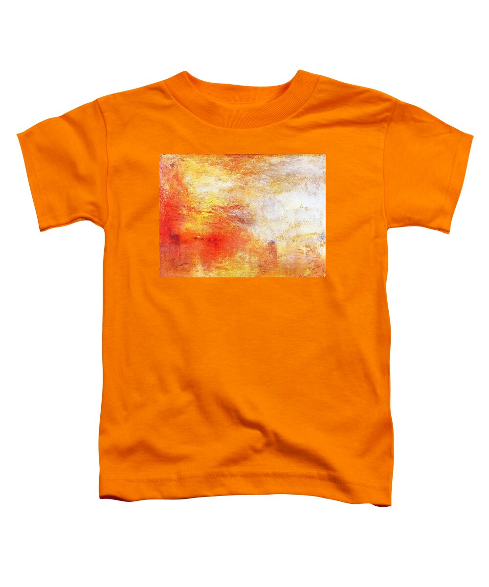 Joseph Mallord William Turner Toddler T-Shirt featuring the painting Sun Setting Over A Lake by William Turner
