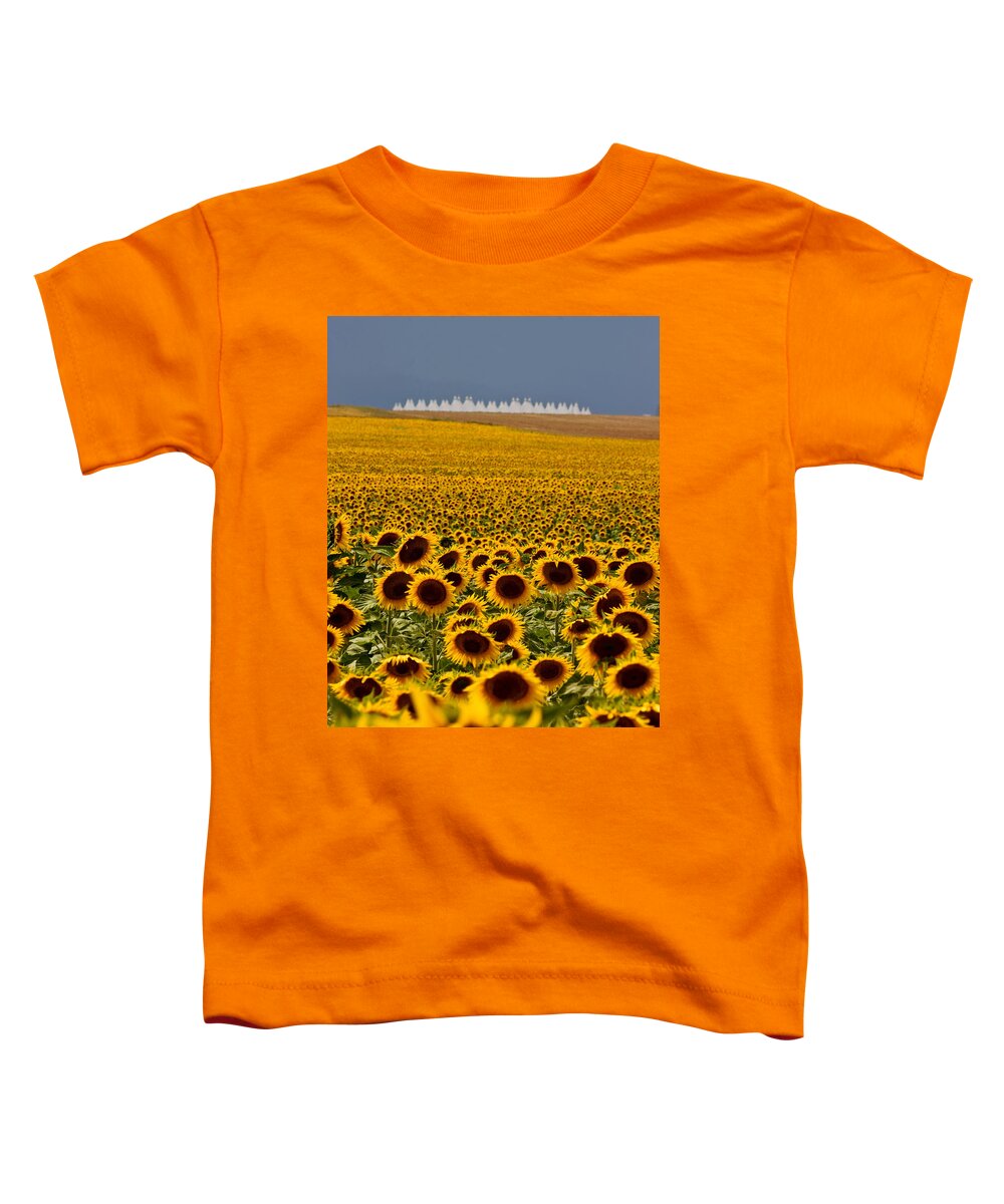 Denver International Airport Toddler T-Shirt featuring the photograph Sunflowers and Airports by Ronda Kimbrow