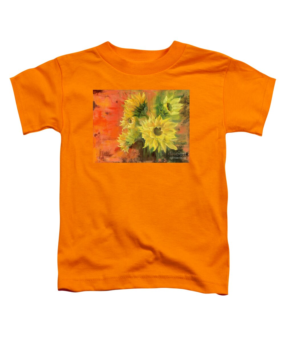 Sunflowers Toddler T-Shirt featuring the painting Sunny by Marlene Book