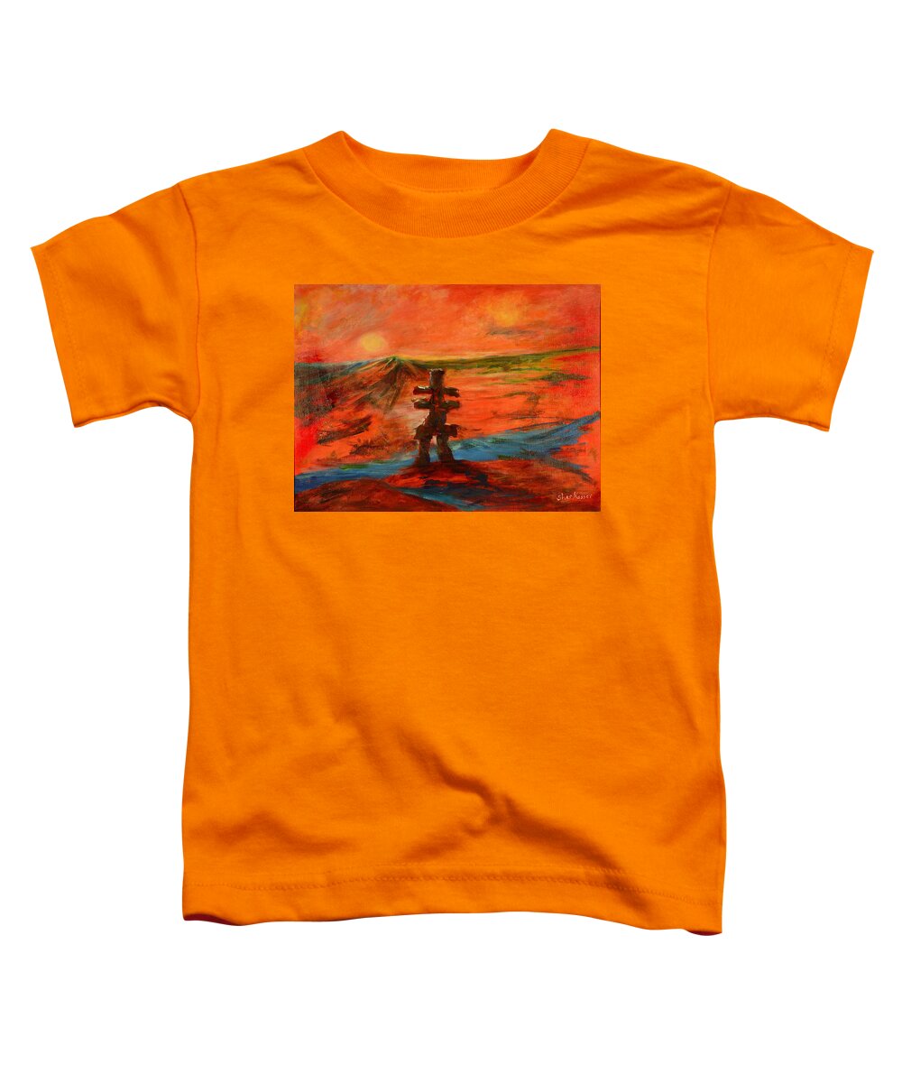 Abstract Art Toddler T-Shirt featuring the painting Top Of The World by Sher Nasser