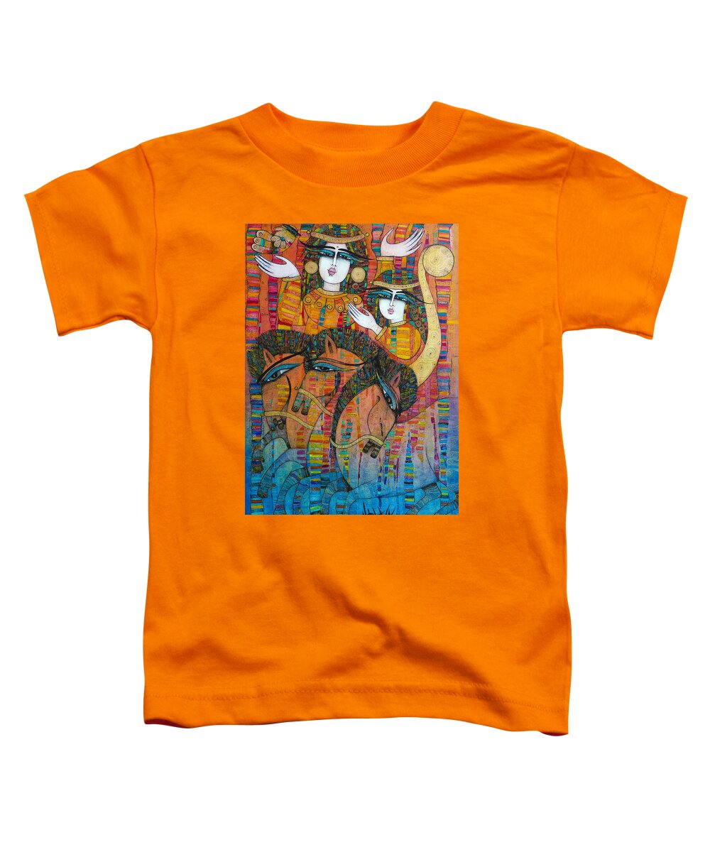 Three Toddler T-Shirt featuring the painting Troyka by Albena Vatcheva