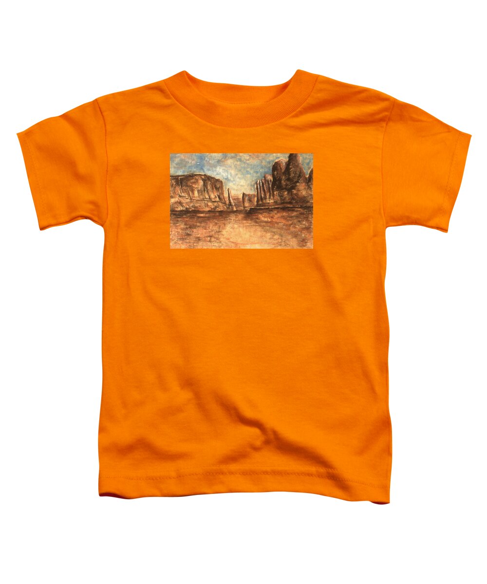 Landscape Toddler T-Shirt featuring the painting Utah Red Rocks - Landscape Art Painting by Peter Potter