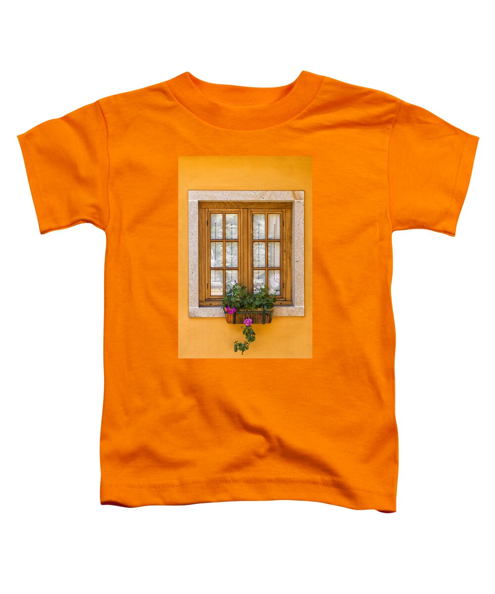 Flower Toddler T-Shirt featuring the photograph Window with flowers by Paulo Goncalves