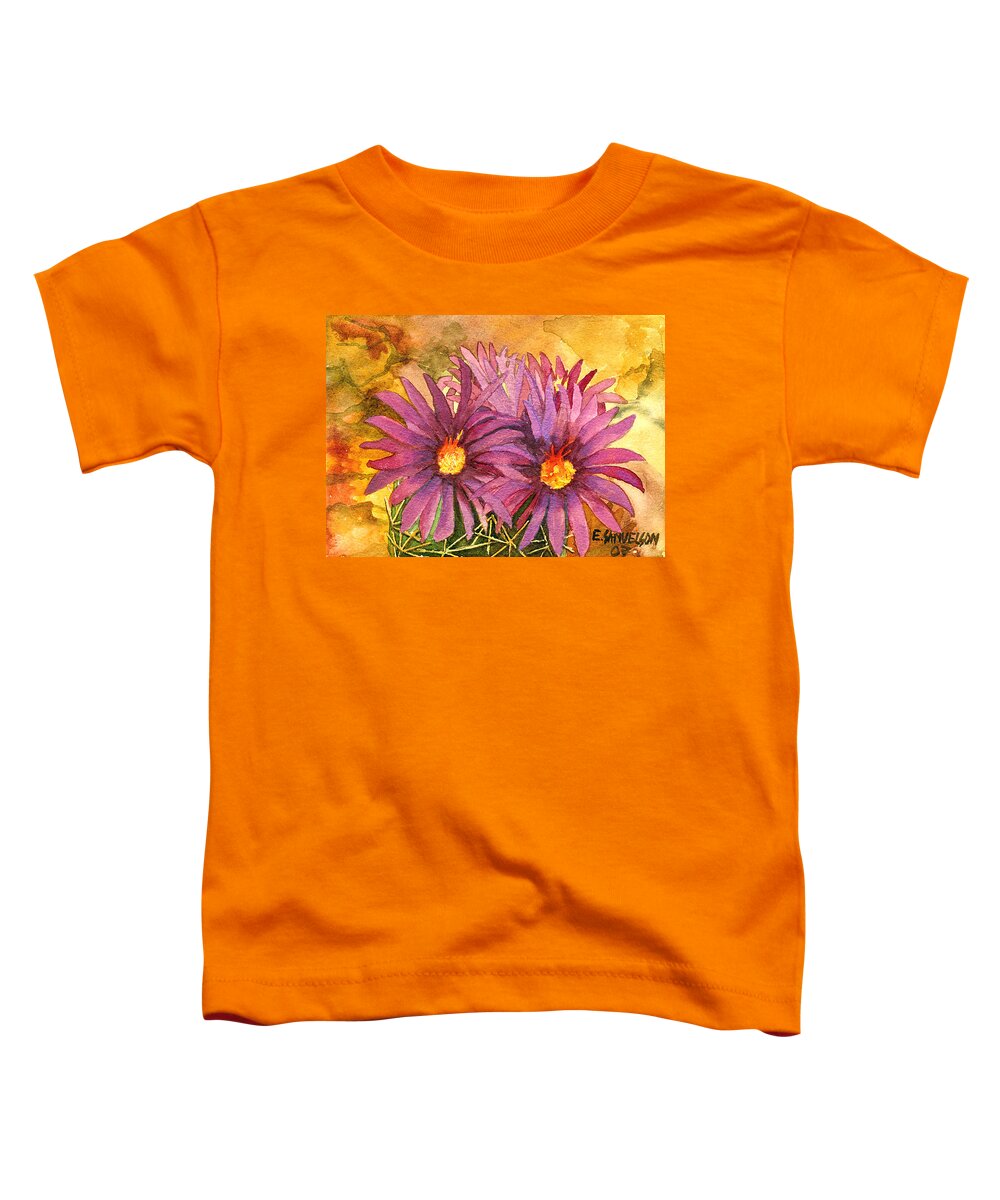 Cactus Flower Toddler T-Shirt featuring the painting Arizona Pincushion by Eric Samuelson