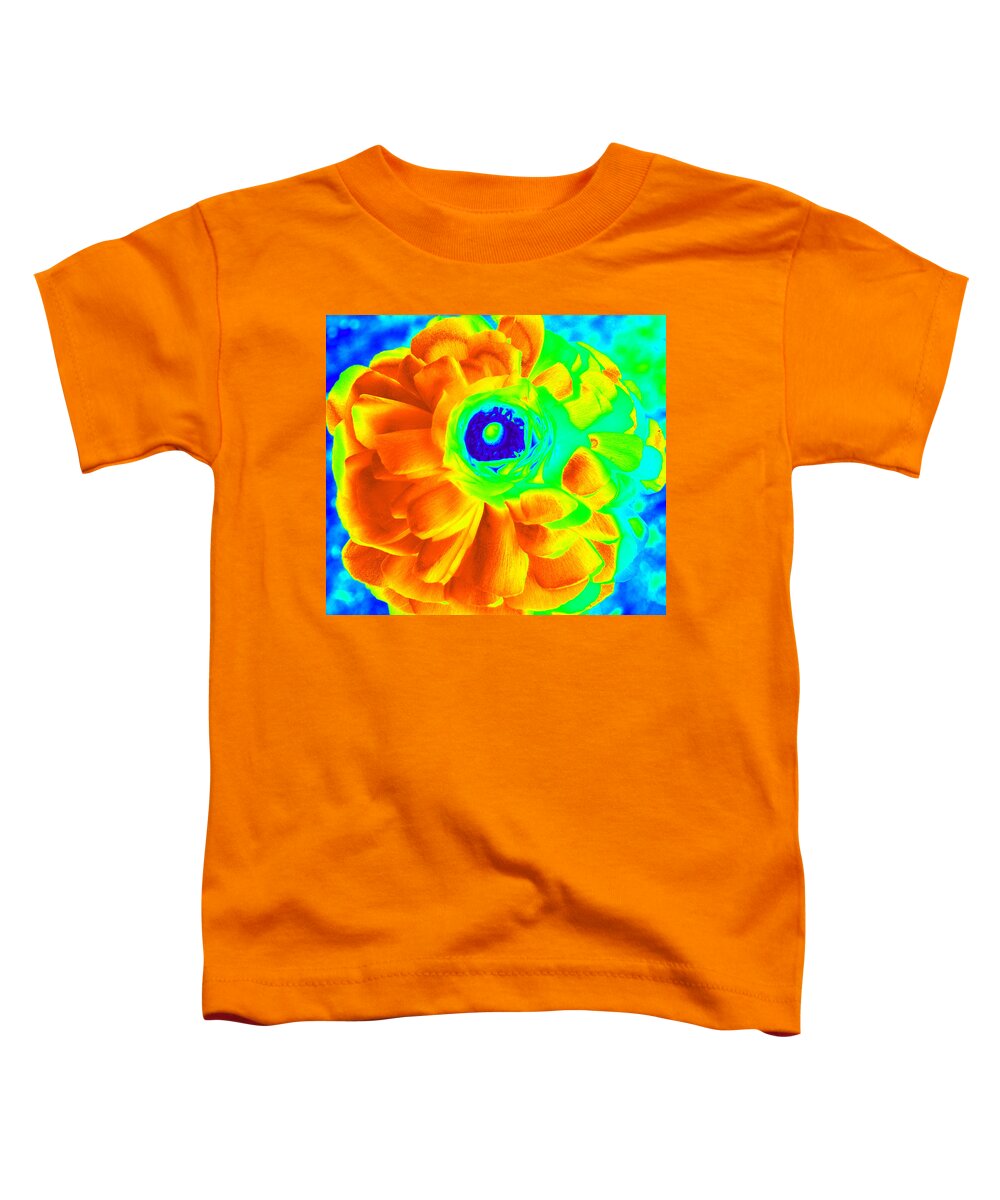 Ranunculus Flower Toddler T-Shirt featuring the photograph Half On Fire by Kim Galluzzo