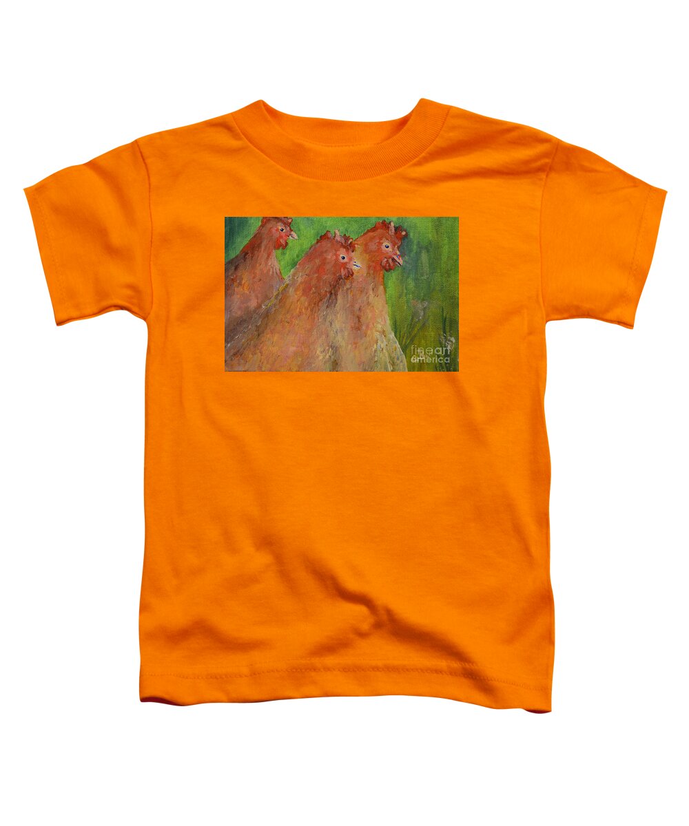 Chickens Toddler T-Shirt featuring the painting Hens and Chickens by Claire Bull