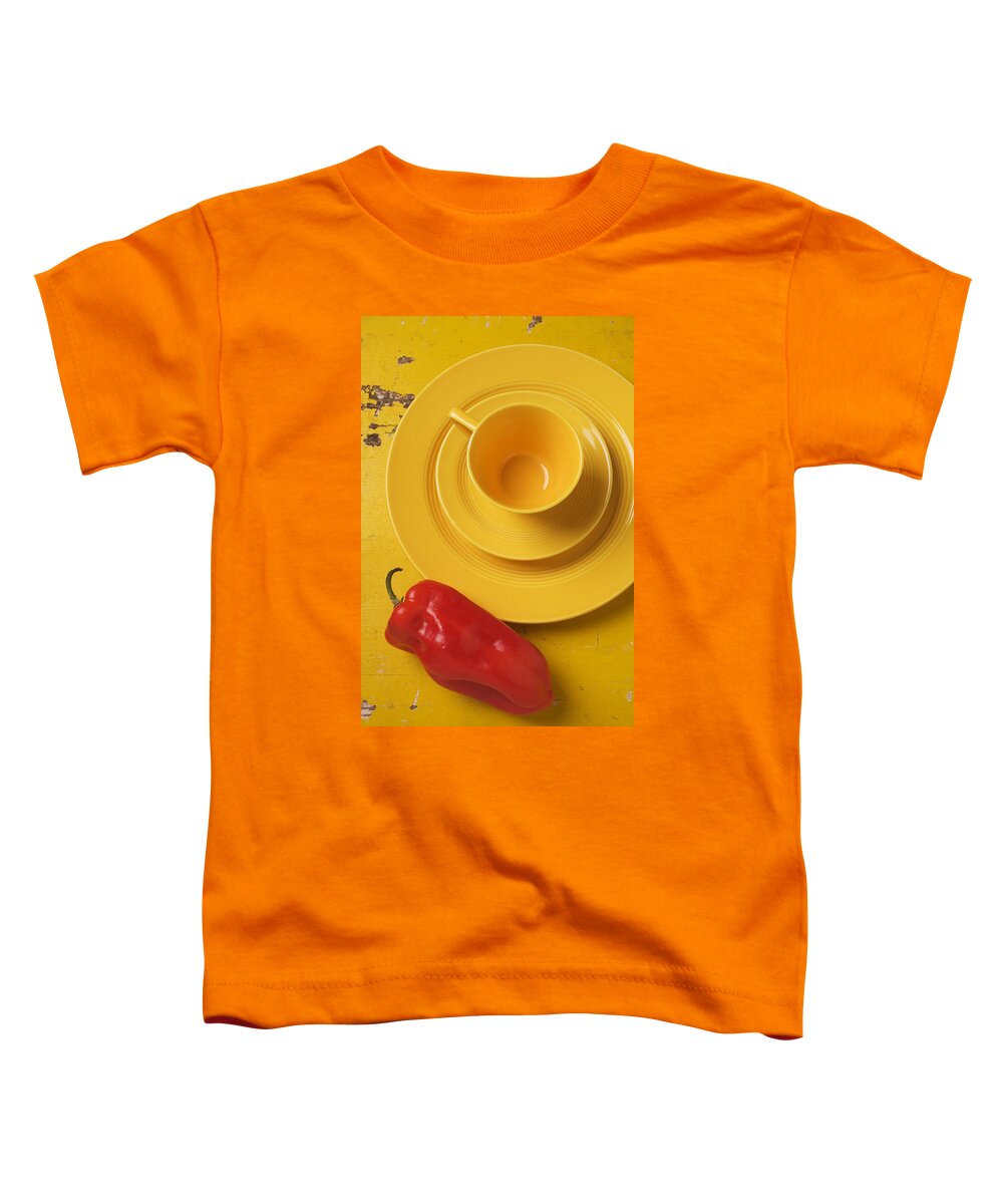 Yellow Toddler T-Shirt featuring the photograph Yellow Cup And Plate by Garry Gay