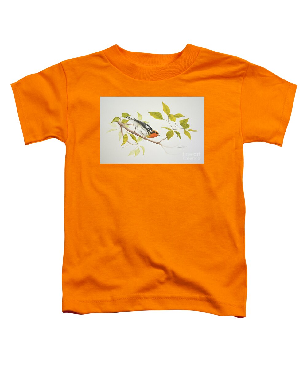 Blackburnian Toddler T-Shirt featuring the painting Blackburnian Warbler #1 by Charles Owens