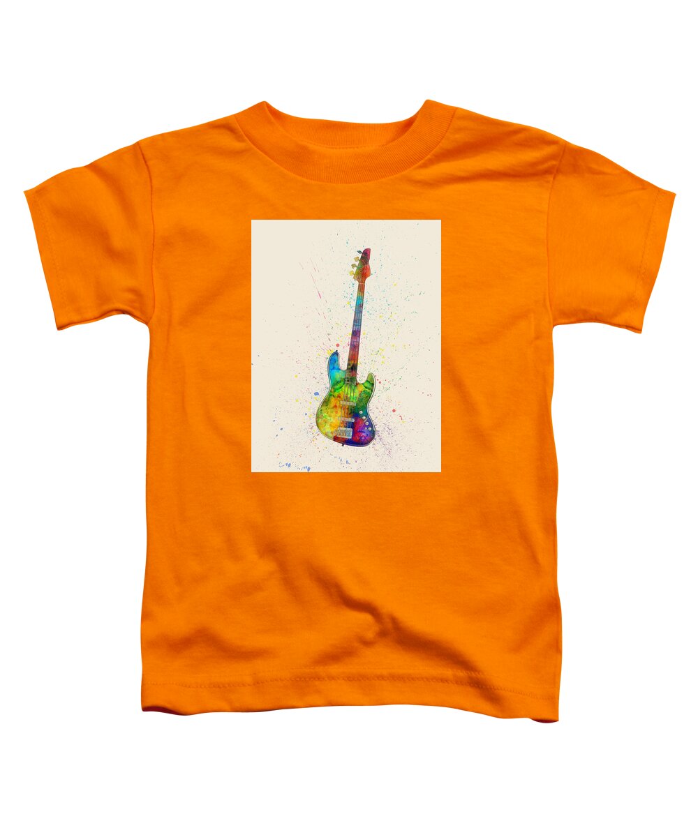 Bass Guitar Toddler T-Shirt featuring the digital art Electric Bass Guitar Abstract Watercolor #1 by Michael Tompsett