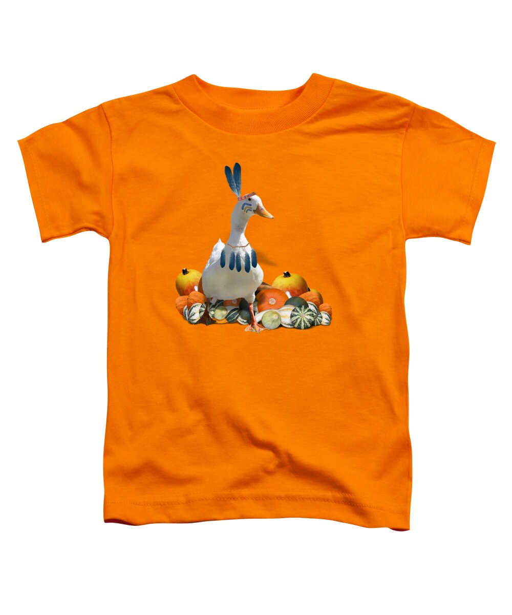 Thanksgiving Toddler T-Shirt featuring the mixed media Indian Duck #1 by Gravityx9 Designs