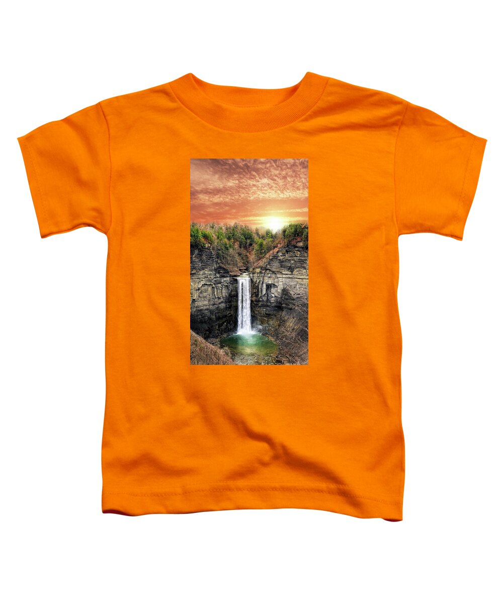 Falls Toddler T-Shirt featuring the digital art Taughannock Falls, Ithaca, New York #2 by Amy Cicconi