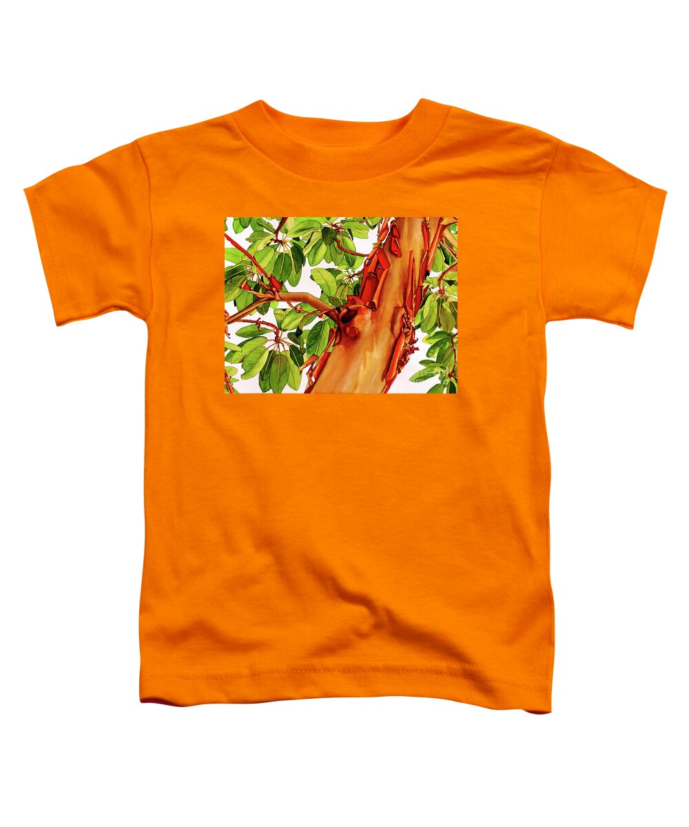 Arbutus Menziesii Toddler T-Shirt featuring the painting #249 Madrone #249 by William Lum