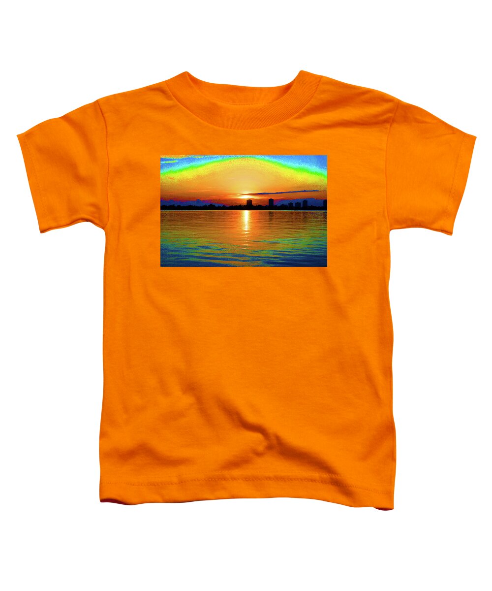 Sunrise Toddler T-Shirt featuring the digital art 25- Psychedelic Sunrise by Joseph Keane