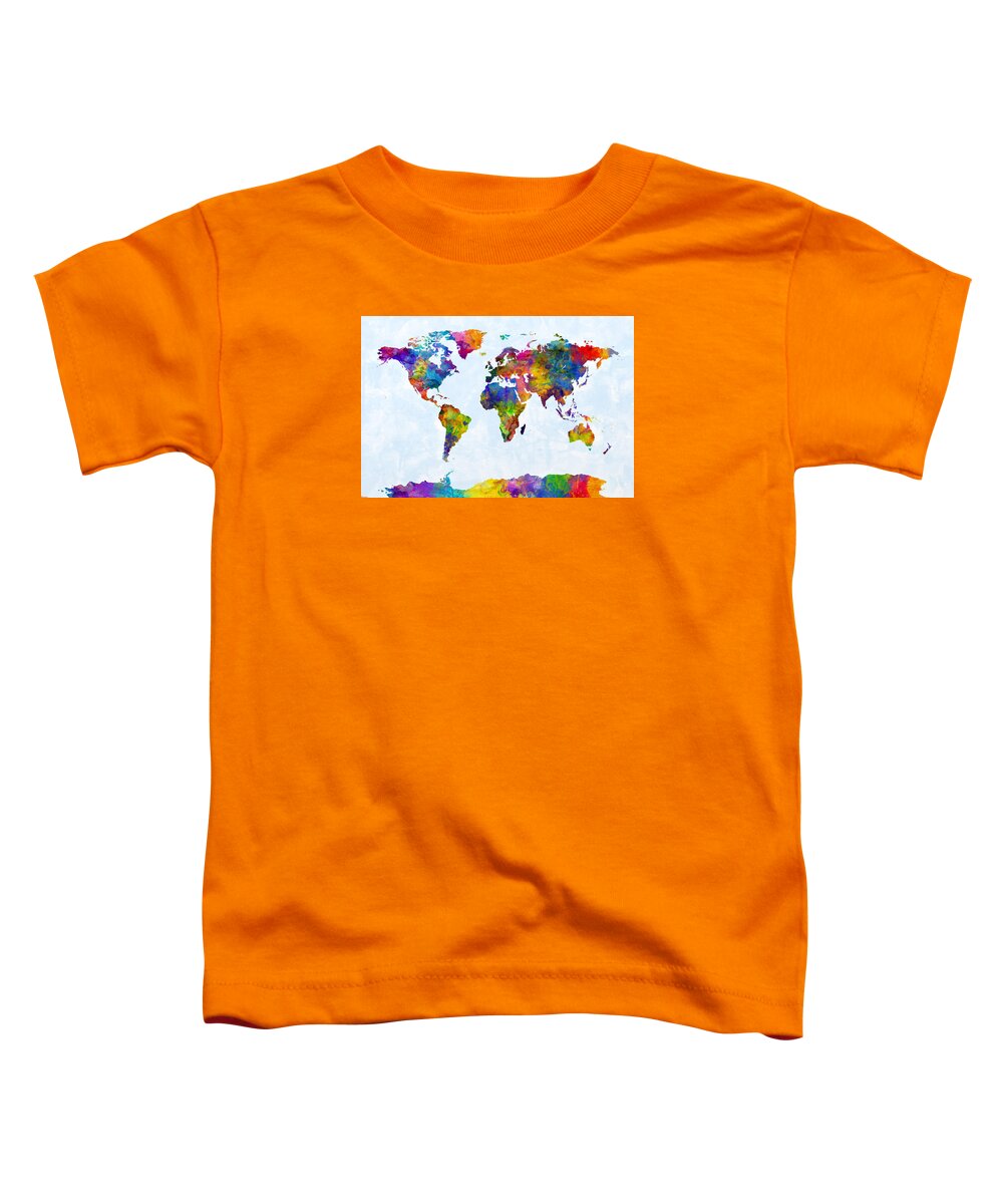 World Map Toddler T-Shirt featuring the digital art Watercolor Map of the World Map #3 by Michael Tompsett