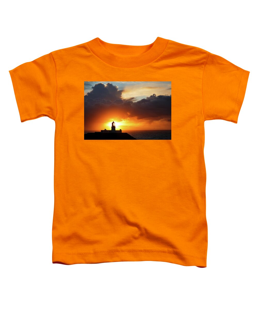 Lighthouse Toddler T-Shirt featuring the photograph Sunset at Strumble Head Lighthouse #4 by Ian Middleton
