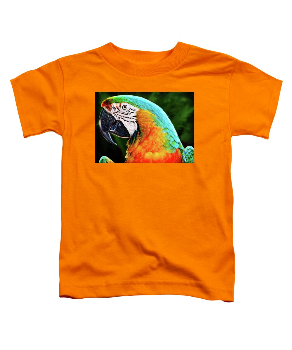Blue-and-yellow Macaw Toddler T-Shirt featuring the photograph Blue-and-yellow Macaw #9 by Mariel Mcmeeking