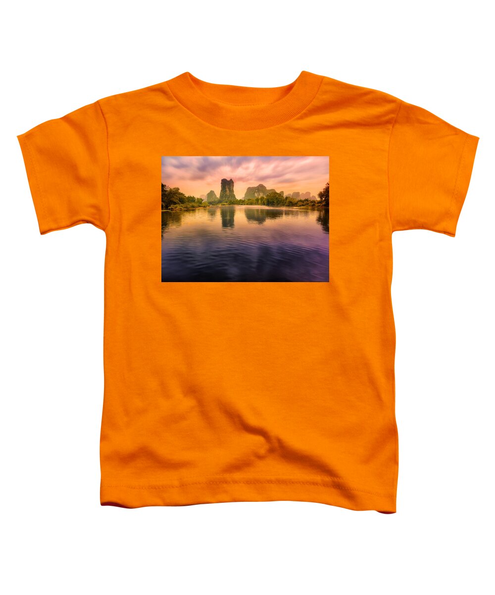 China Toddler T-Shirt featuring the photograph Yulong River drifting -ArtToPan- China Guilin scenery #9 by Artto Pan