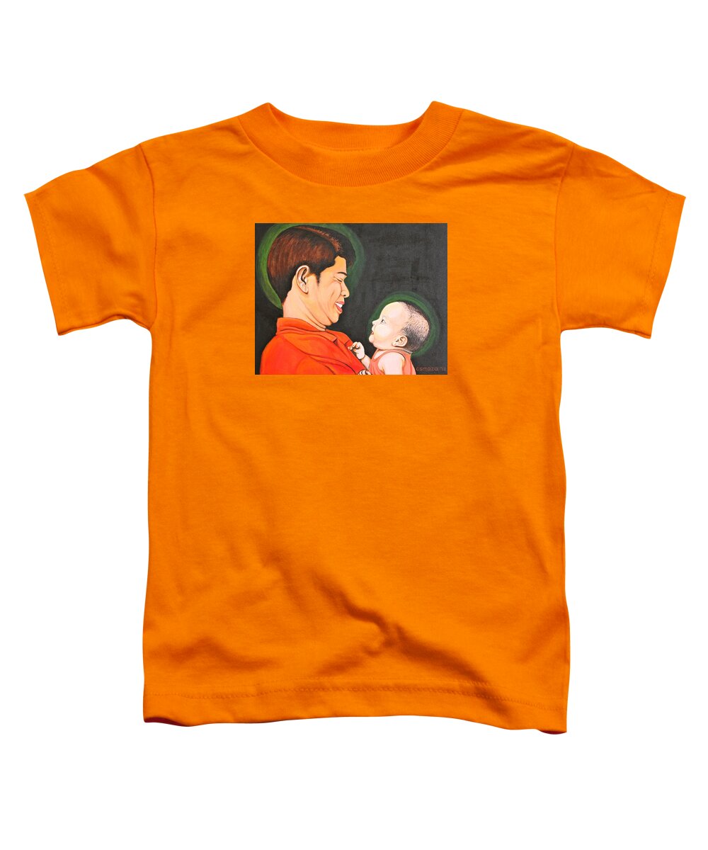 Family Toddler T-Shirt featuring the painting A Moment with Dad by Cyril Maza