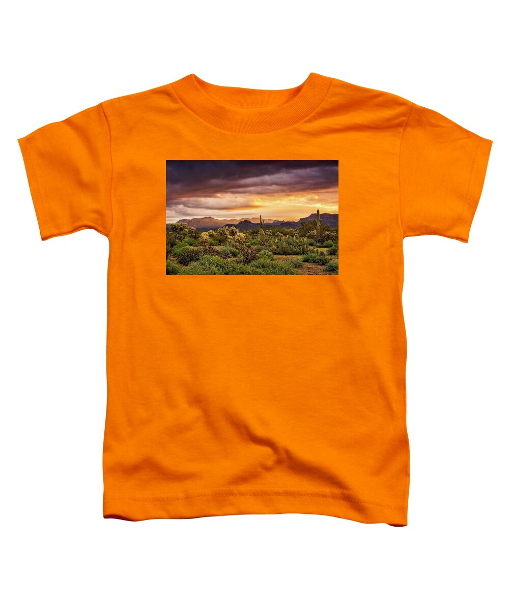 Sunrise Toddler T-Shirt featuring the photograph A Spring Sunrise in the Sonoran by Saija Lehtonen