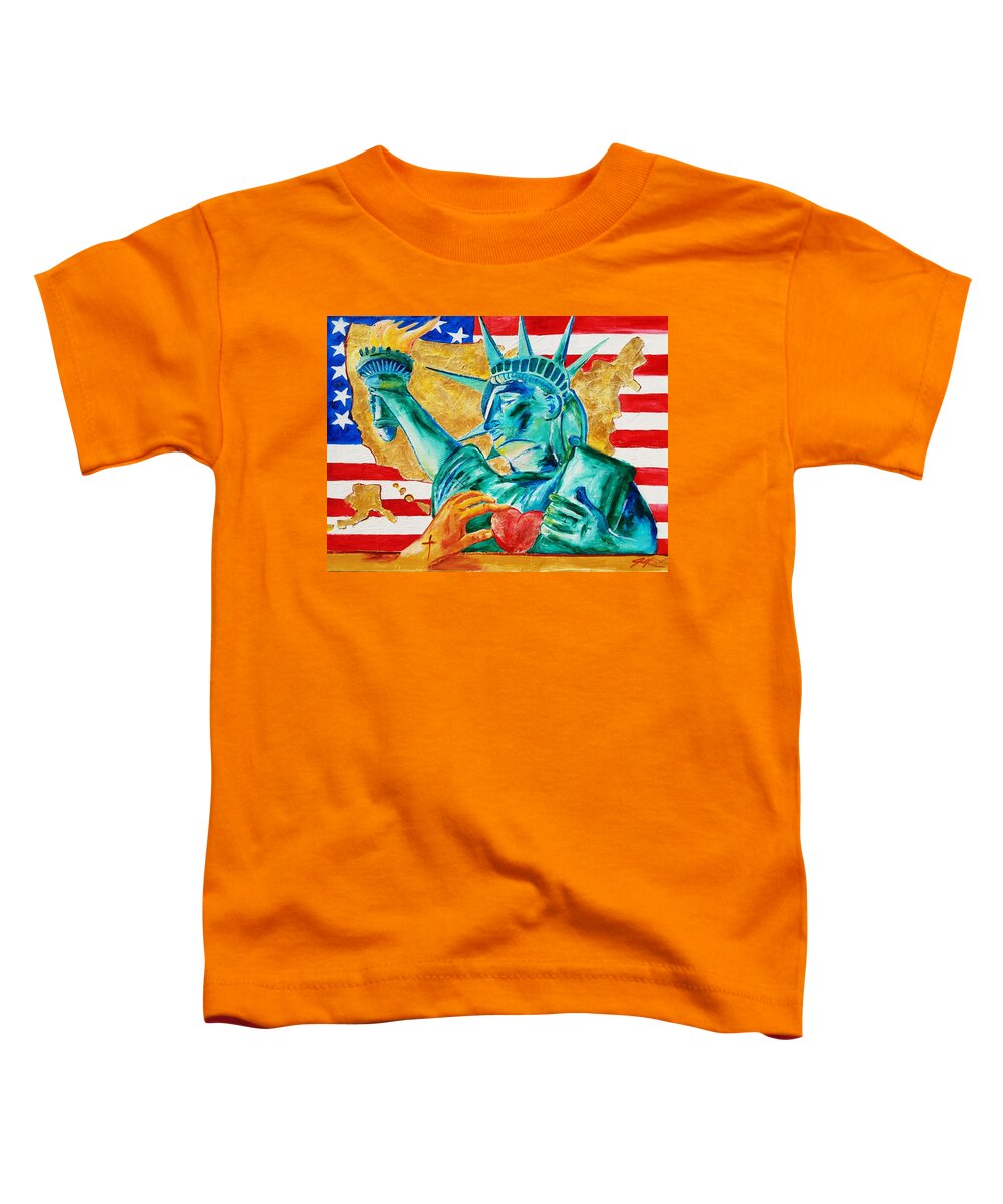 Jennifer Page Toddler T-Shirt featuring the painting Americas Restoration by Jennifer Page