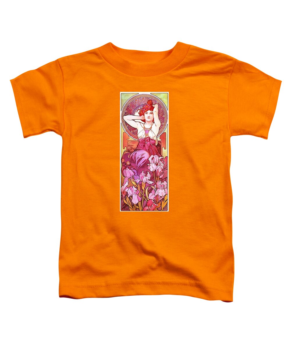 Mucha Toddler T-Shirt featuring the painting Amethyst by Alphonse Mucha