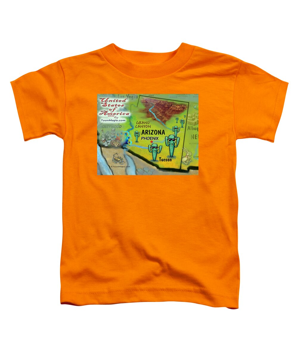 Arizona Toddler T-Shirt featuring the digital art Arizona Fun Map by Kevin Middleton