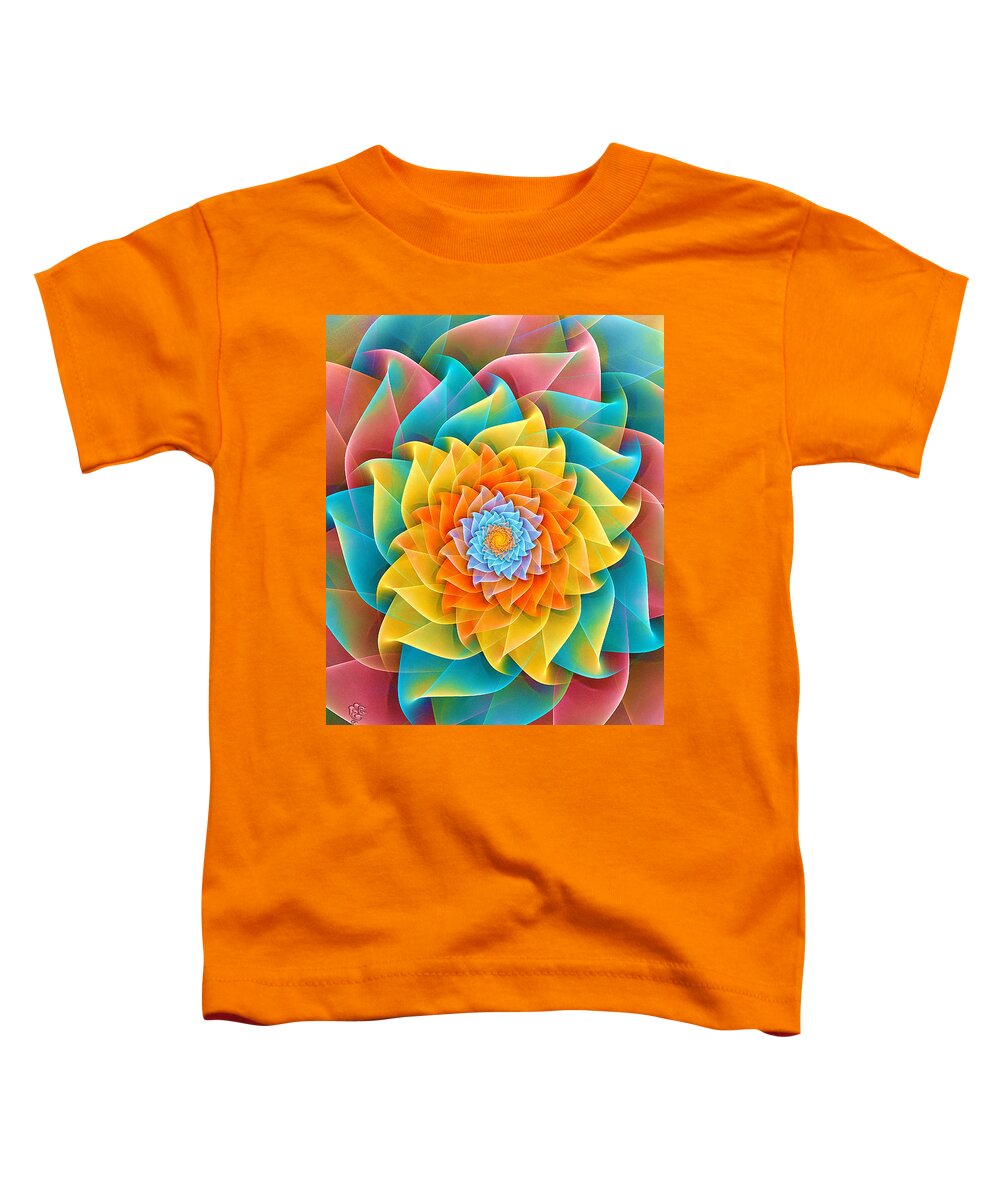 Abstract Toddler T-Shirt featuring the digital art Auger Flower Spiral by Peggi Wolfe