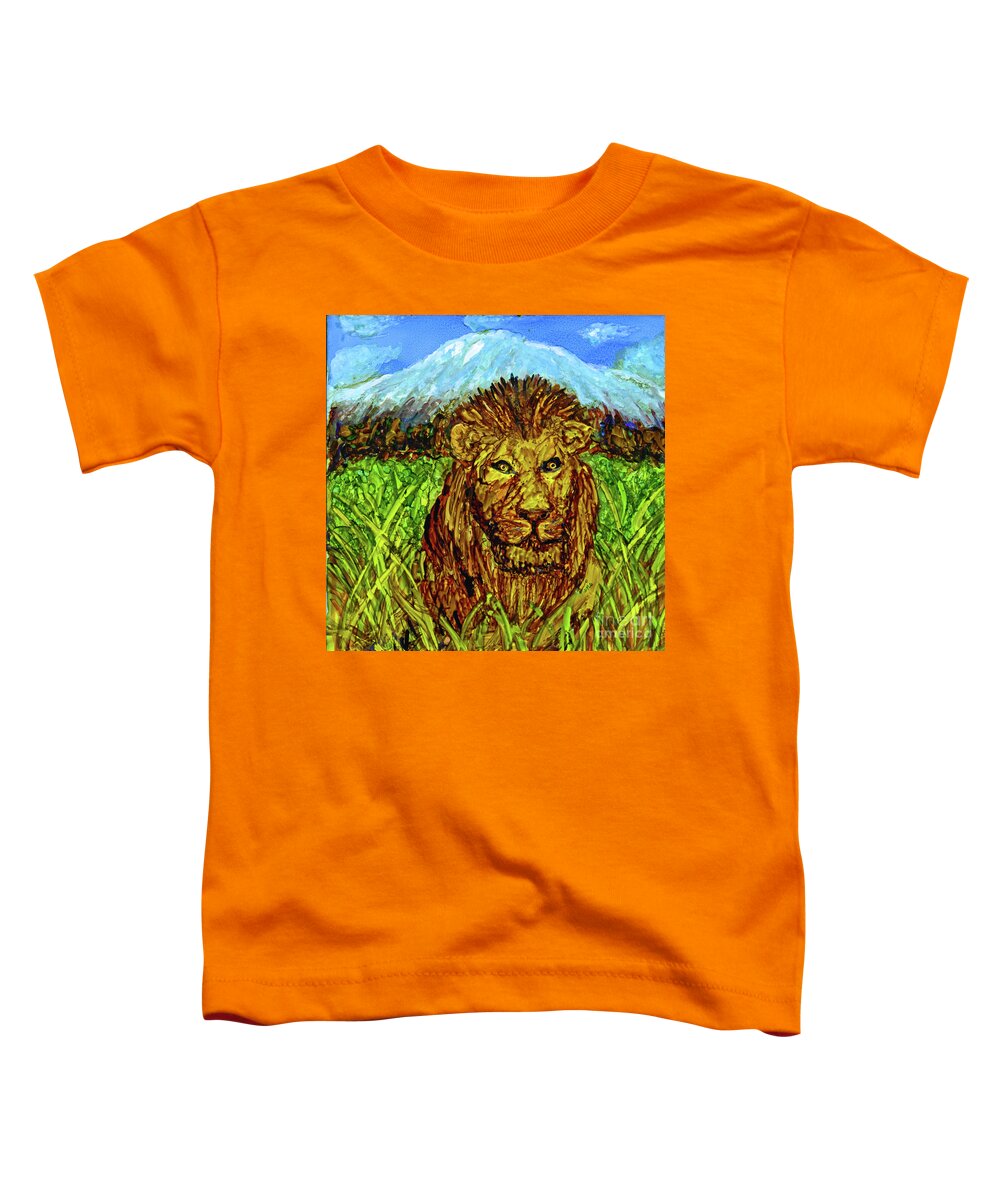 Lion Toddler T-Shirt featuring the painting At the Base of the Mountain by Eunice Warfel