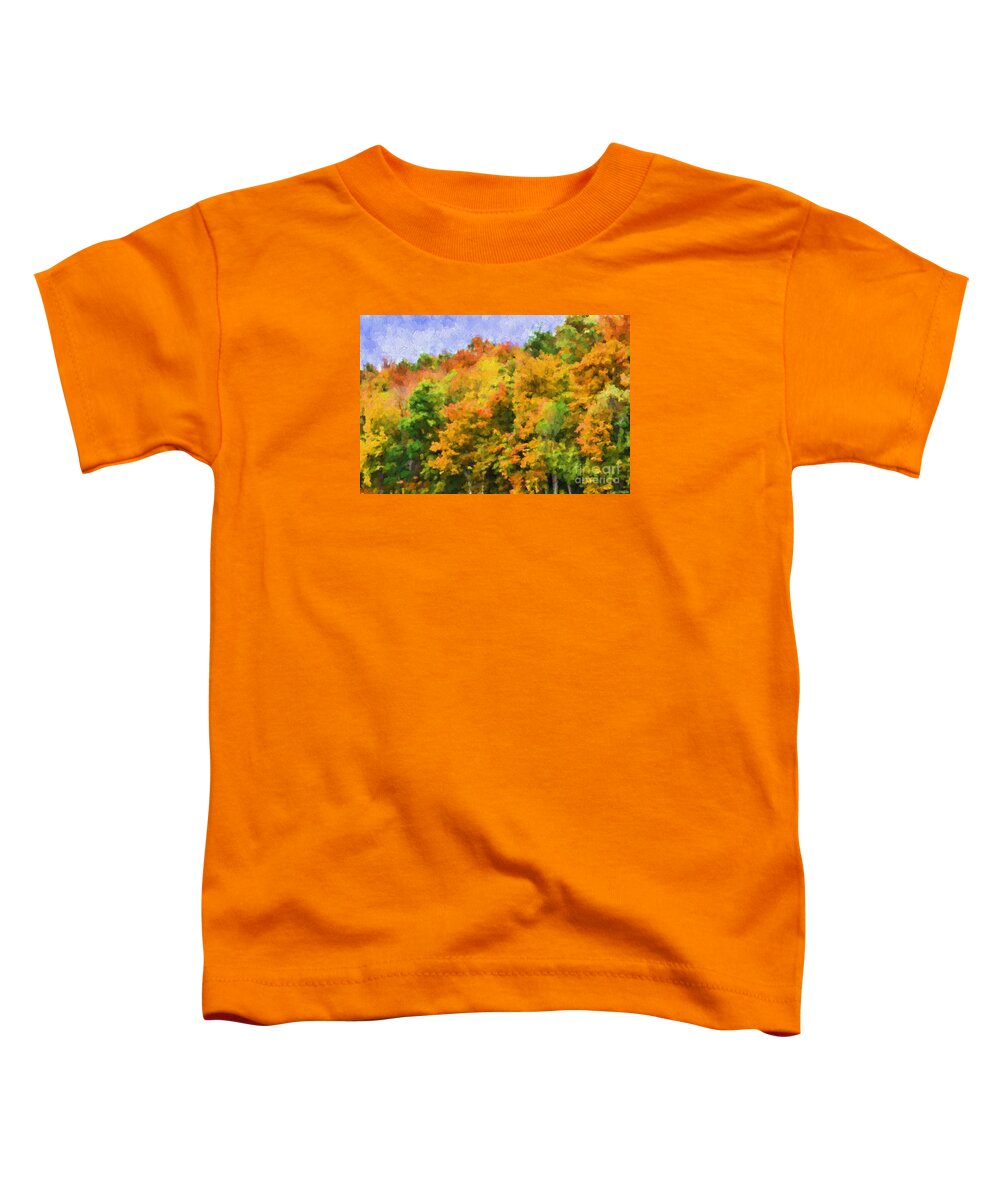 Autumn Toddler T-Shirt featuring the photograph Autumn Country on a Hillside II - Digital Paint by Debbie Portwood
