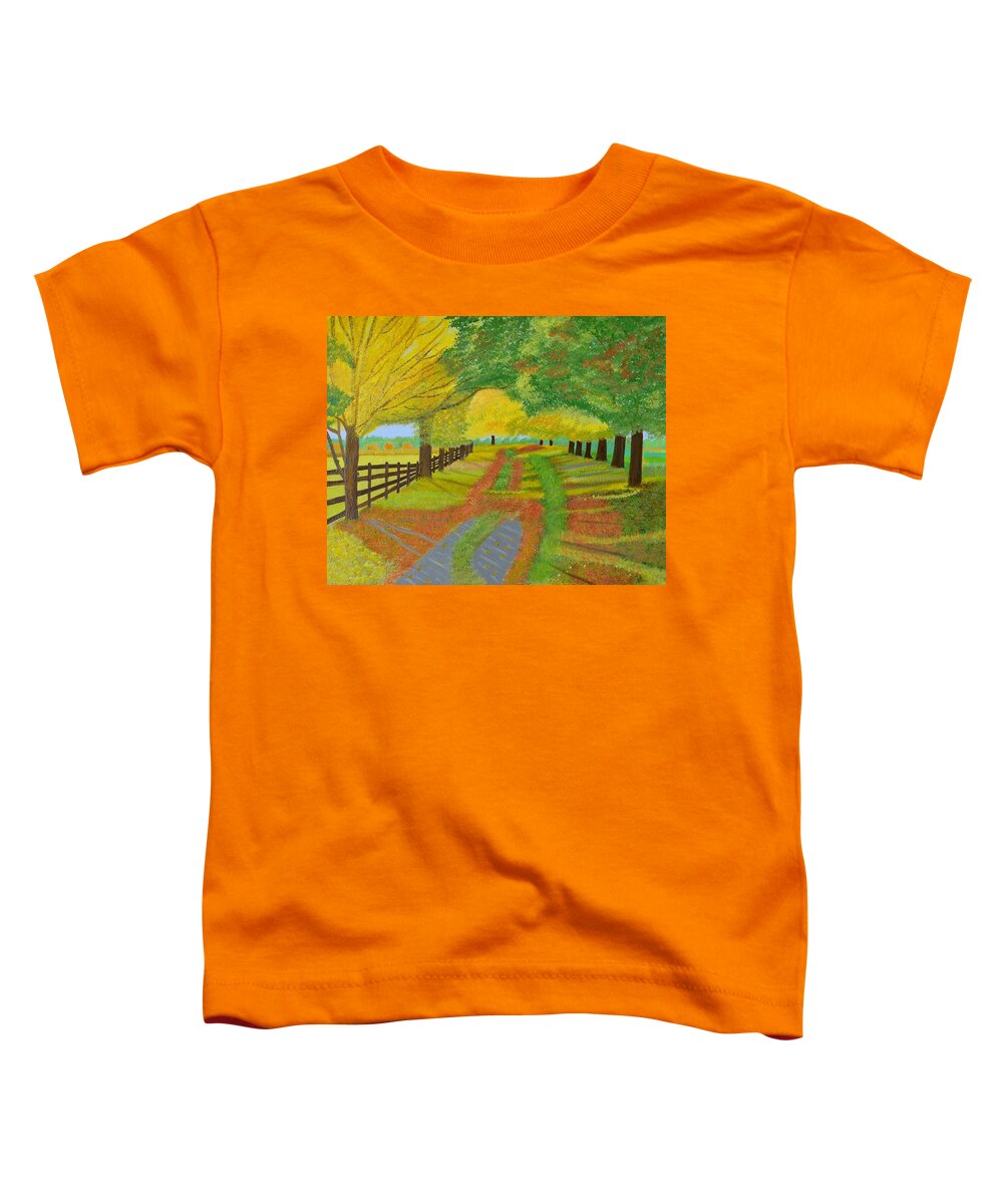 Autumn Trees Toddler T-Shirt featuring the painting Autumn- Fallen Leaves by Magdalena Frohnsdorff