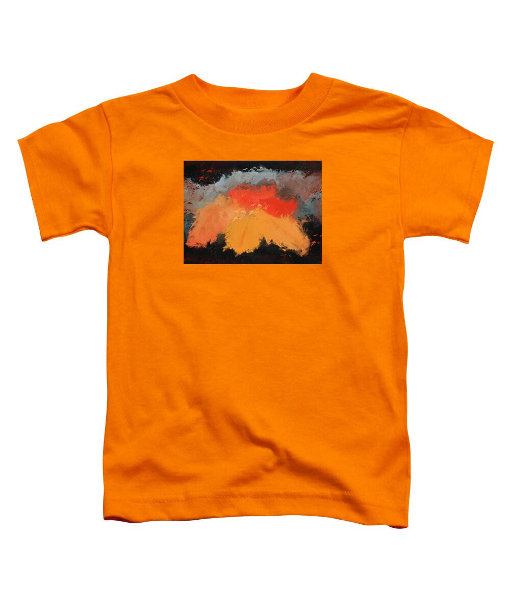 Leaf Toddler T-Shirt featuring the digital art Autumn leaves and birds by Debra Baldwin