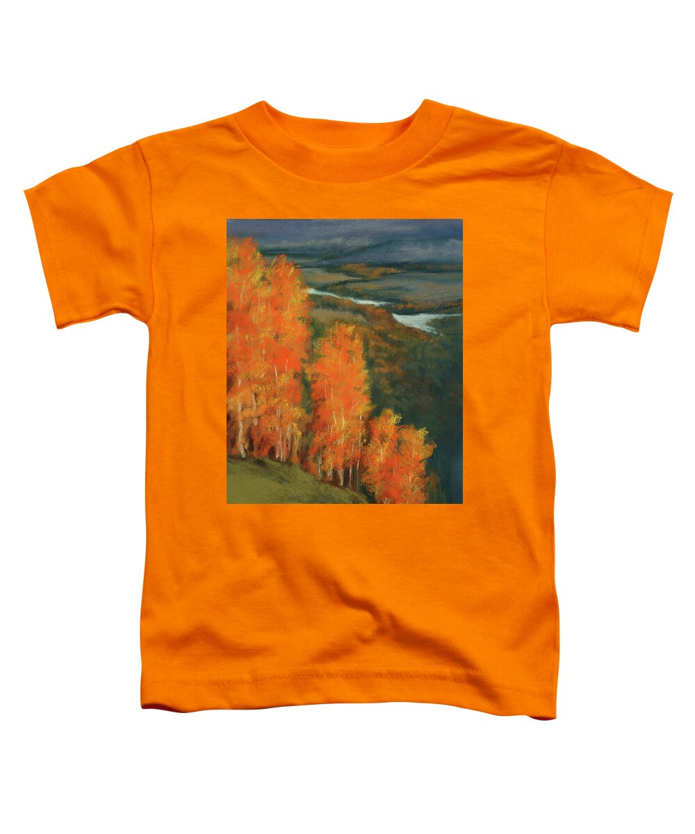 Autumn Toddler T-Shirt featuring the painting Autumn Peaks on Boulder Mountain by Sandi Snead