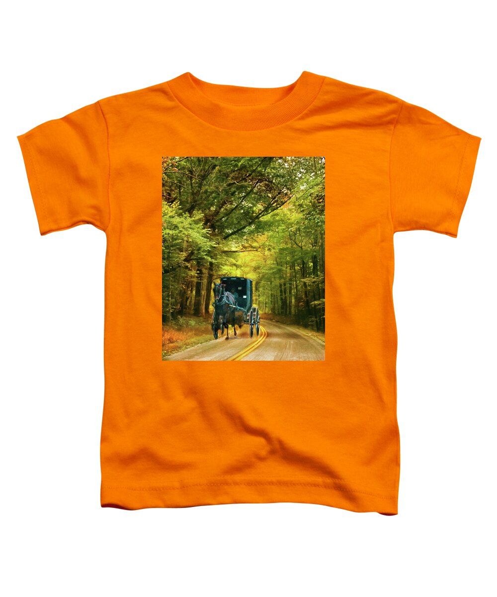 Amish Toddler T-Shirt featuring the photograph Autumn Ride by Jolynn Reed
