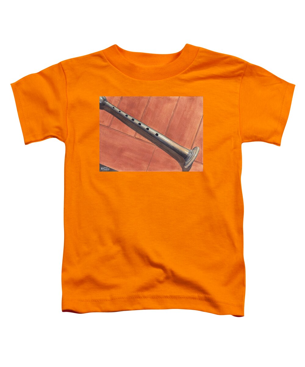 Bag Toddler T-Shirt featuring the painting Bagpipe Chanter by Ken Powers