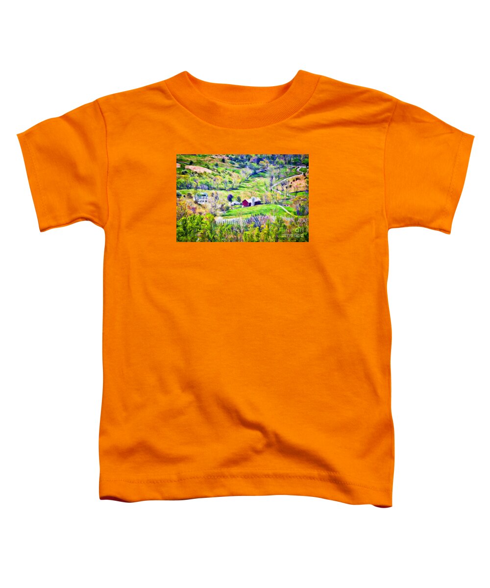 Barn Toddler T-Shirt featuring the photograph Barn In The Valley by Kerri Farley