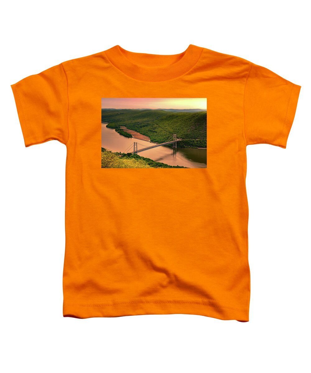 Aerial Toddler T-Shirt featuring the photograph Bear Mountain Bridge by Mihai Andritoiu