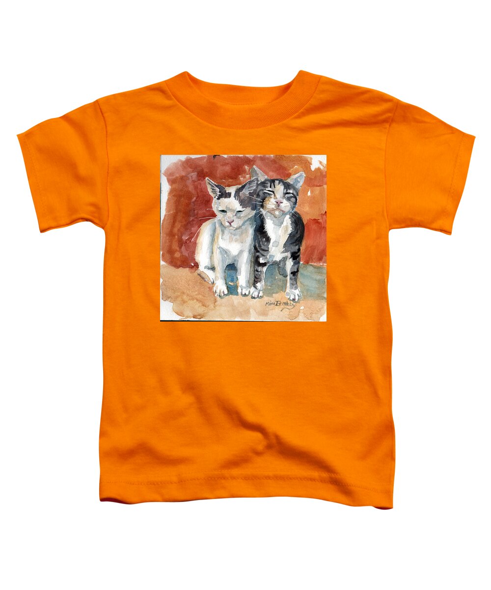 Two Cats Toddler T-Shirt featuring the painting Best Friends by Mimi Boothby
