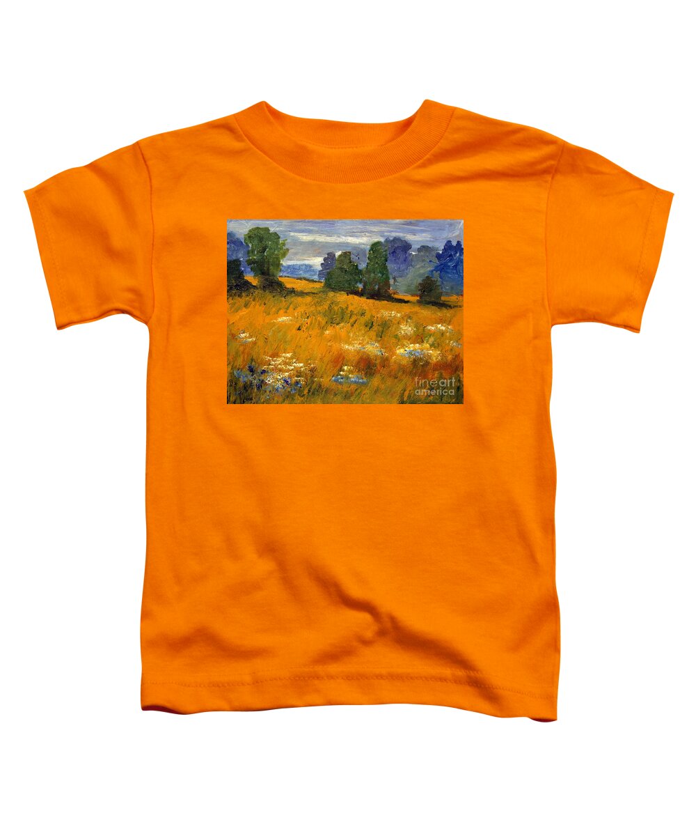 Paintings Toddler T-Shirt featuring the painting Blue Cornflowers on the Meadow by Julie Lueders 