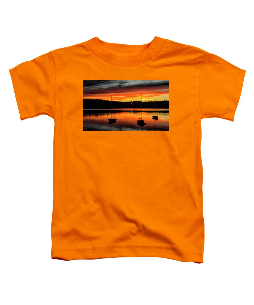 Sunset Toddler T-Shirt featuring the photograph Boats 3 by Ellen Koplow