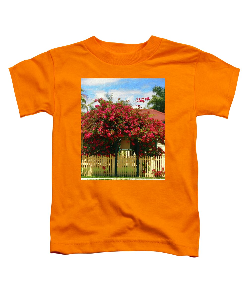 Photography Toddler T-Shirt featuring the photograph Bougainvillea Cottage by Kaye Menner by Kaye Menner