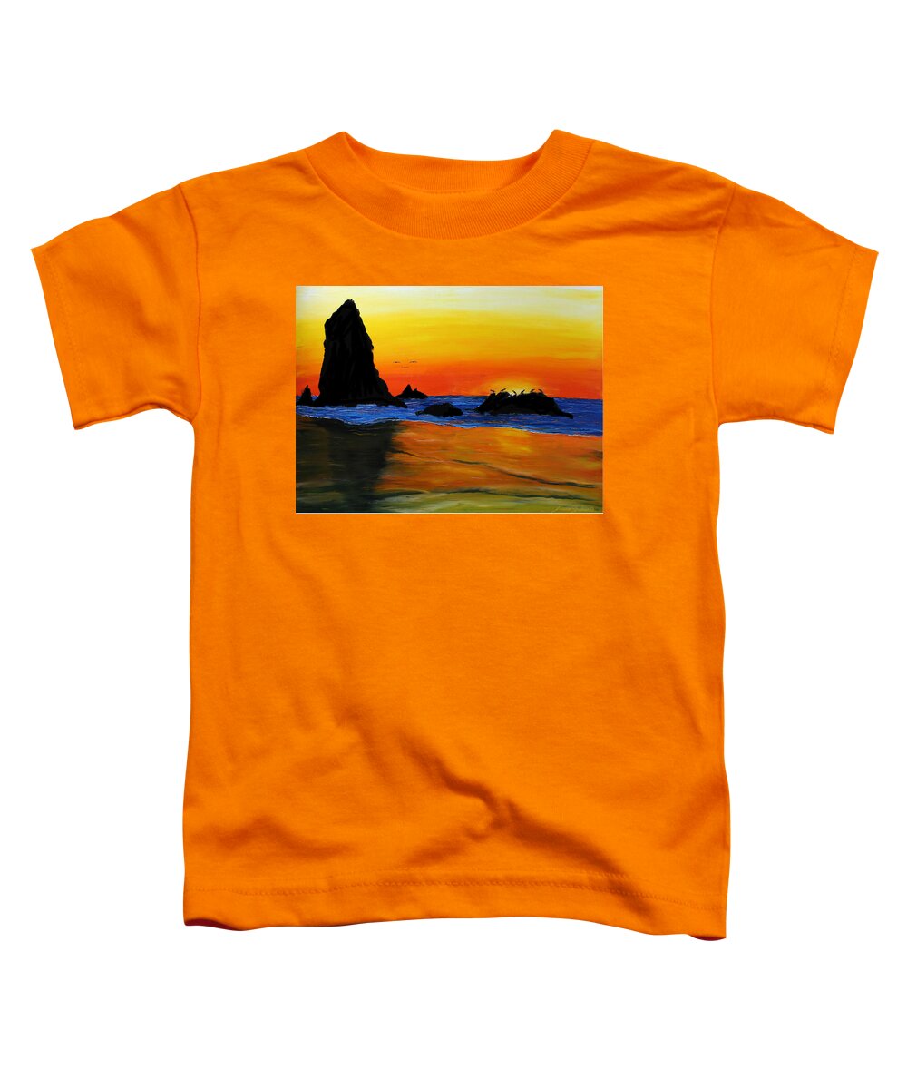  Toddler T-Shirt featuring the painting Cannon Beach At Sunset #25 by James Dunbar