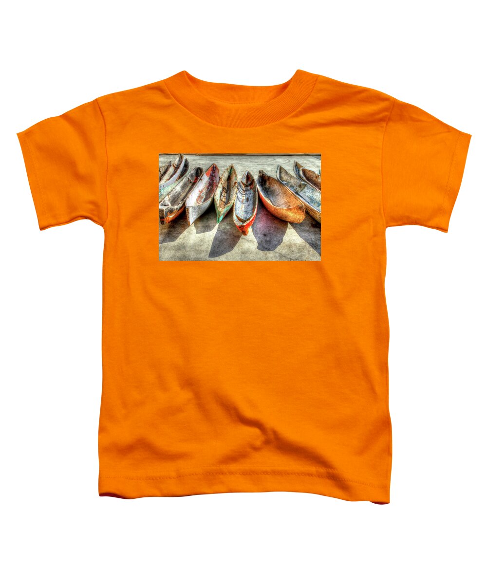 The Toddler T-Shirt featuring the photograph Canoes by Debra and Dave Vanderlaan