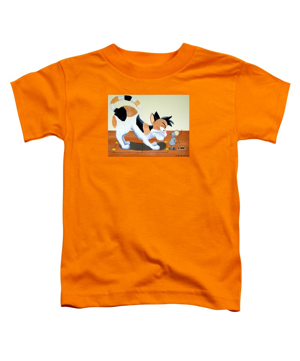 Cat Trap Toddler T-Shirt featuring the painting Cat Trap by Winton Bochanowicz