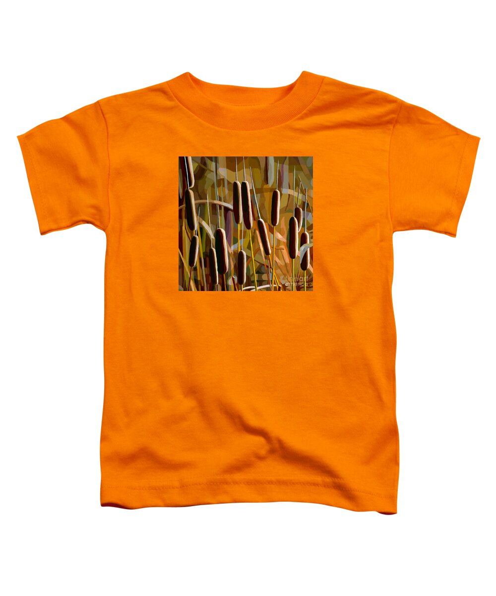 Cattail Toddler T-Shirt featuring the painting Cattails Shine by Jackie Case