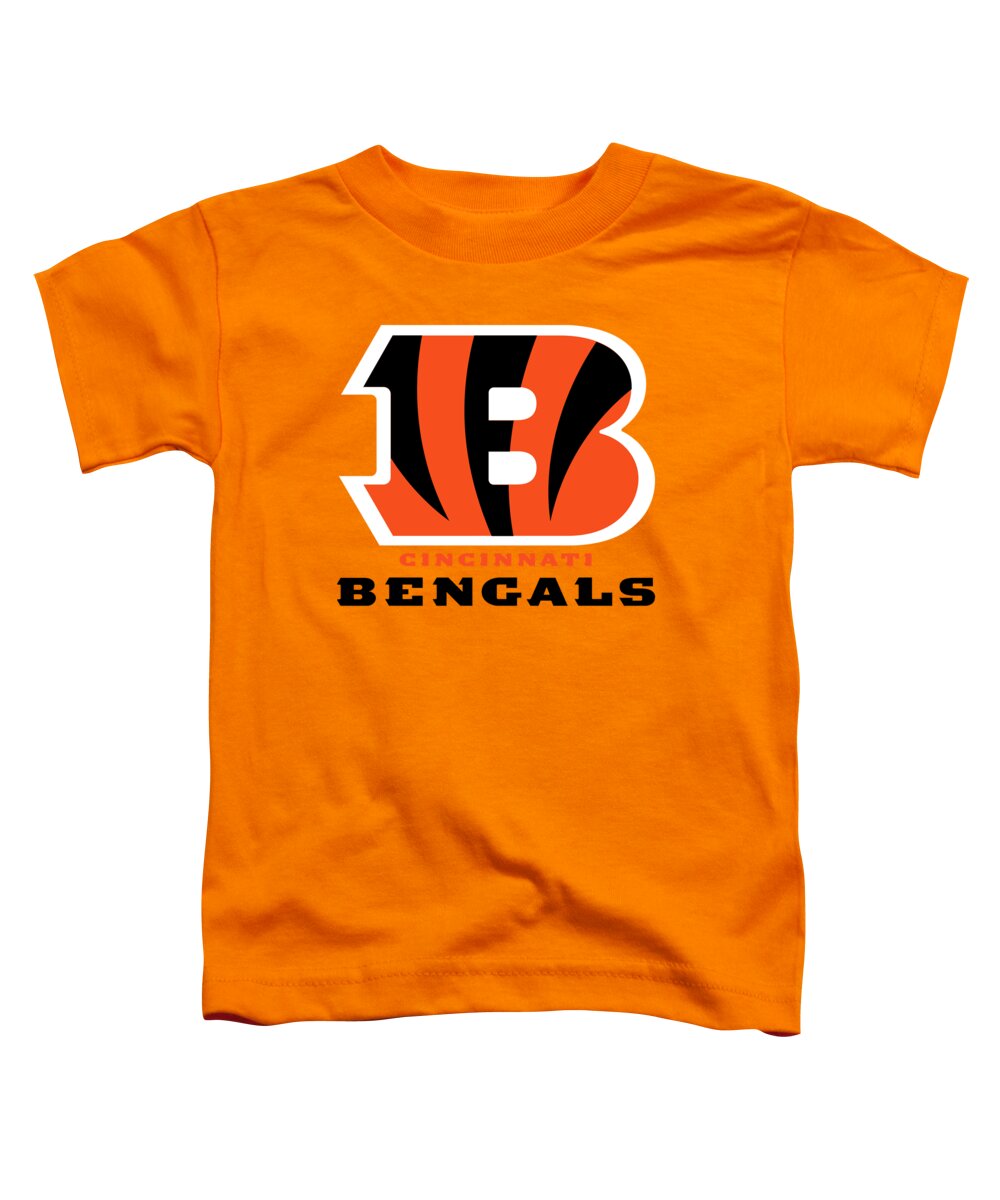 Cincinnati Toddler T-Shirt featuring the mixed media Cincinnati Bengals on an abraded steel texture by Movie Poster Prints