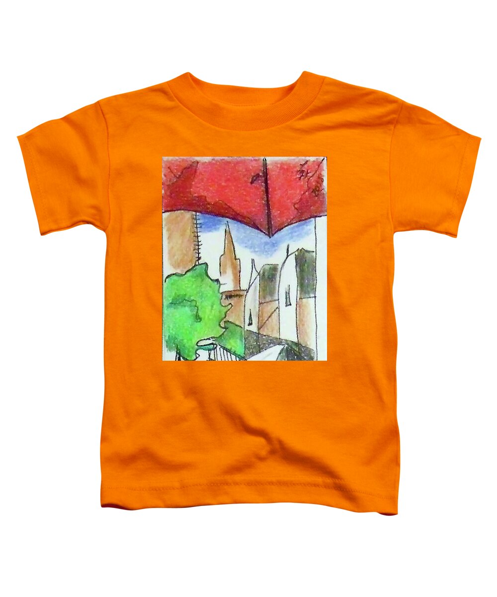  Toddler T-Shirt featuring the drawing Cityscape 963 by Loretta Nash