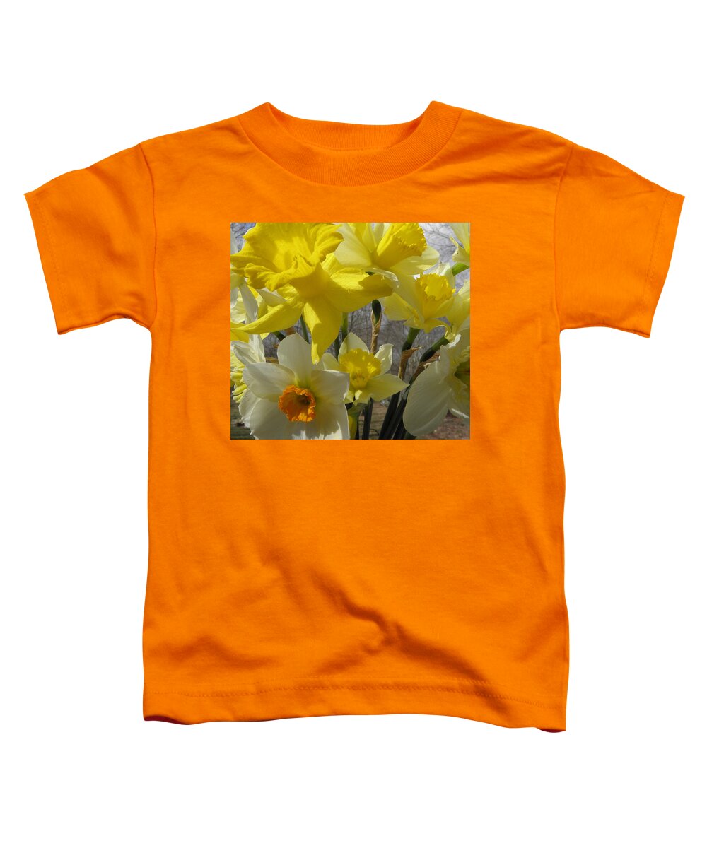 Daffodil Toddler T-Shirt featuring the photograph cluster of Spring beauties by Kim Galluzzo