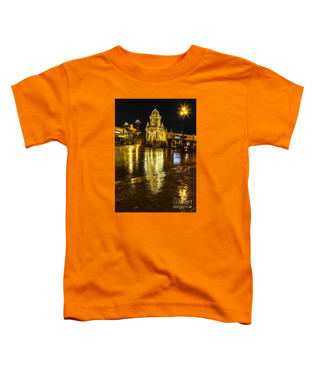 Country Club Toddler T-Shirt featuring the photograph Country Club Plaza Reflections by Dennis Hedberg